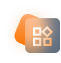 Abstract icon, showing 3 squares and one diamond,  representing user-centricity, stylized with glassmorphism effect