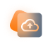 Abstract icon showing up arrow inside a cloud representing technology stylized with glassmorphism effect